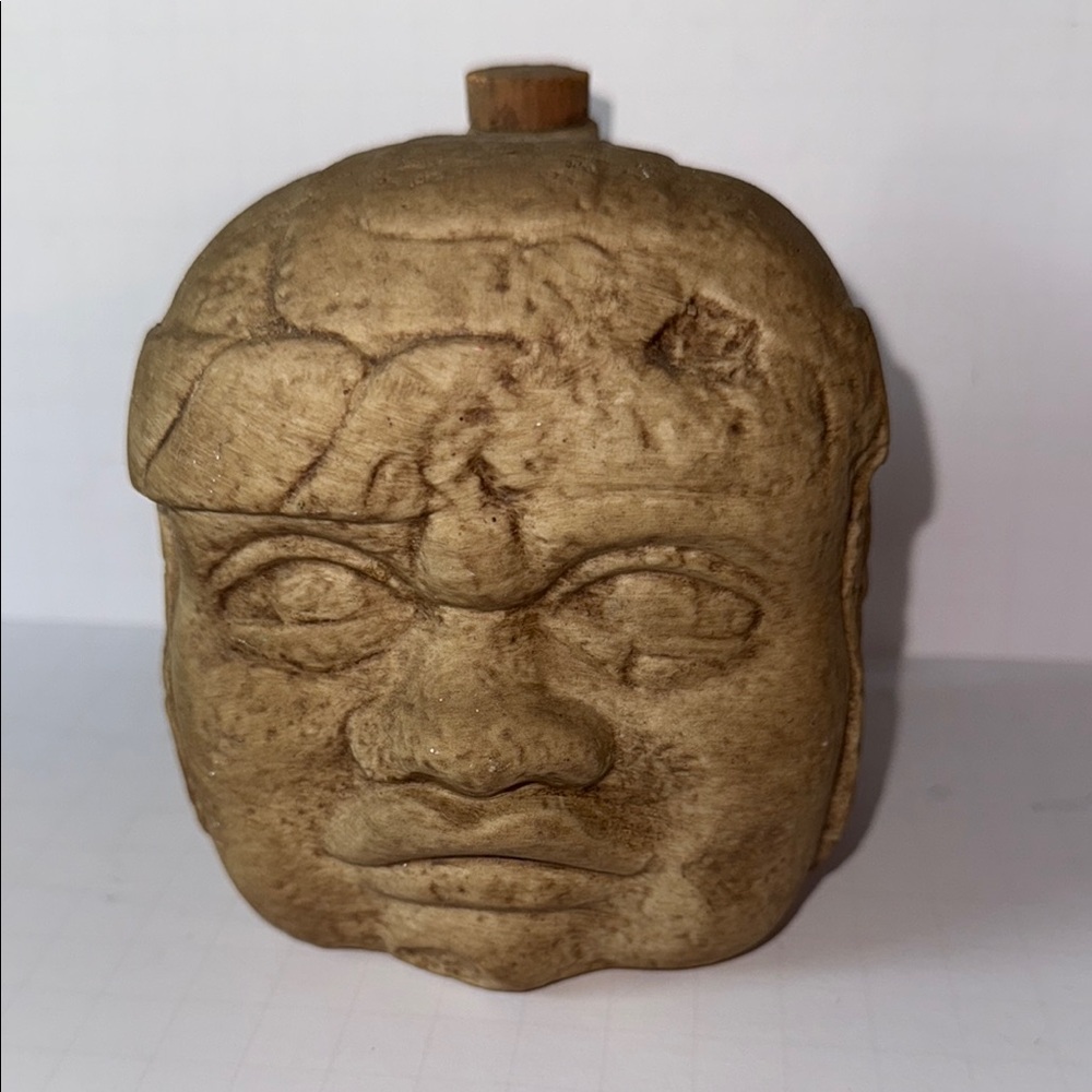 Olmec Collasal Head Decanter Rustic Brown Tribal Art Sculpture
Sku# hall